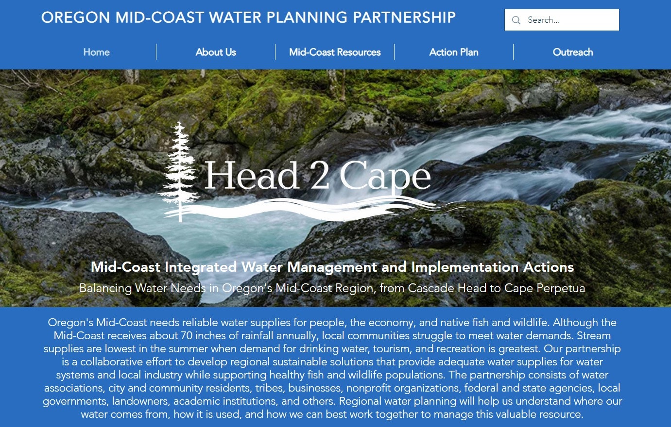 Mid-Coast Water Planning Partnership website screenshot