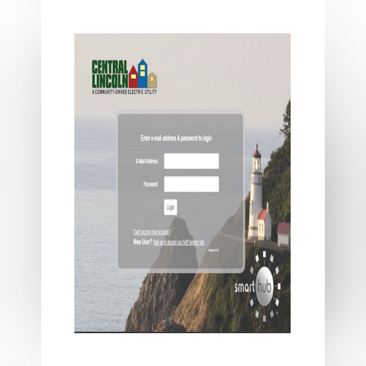 Central Lincoln PUD SmartHub Login Screen Image