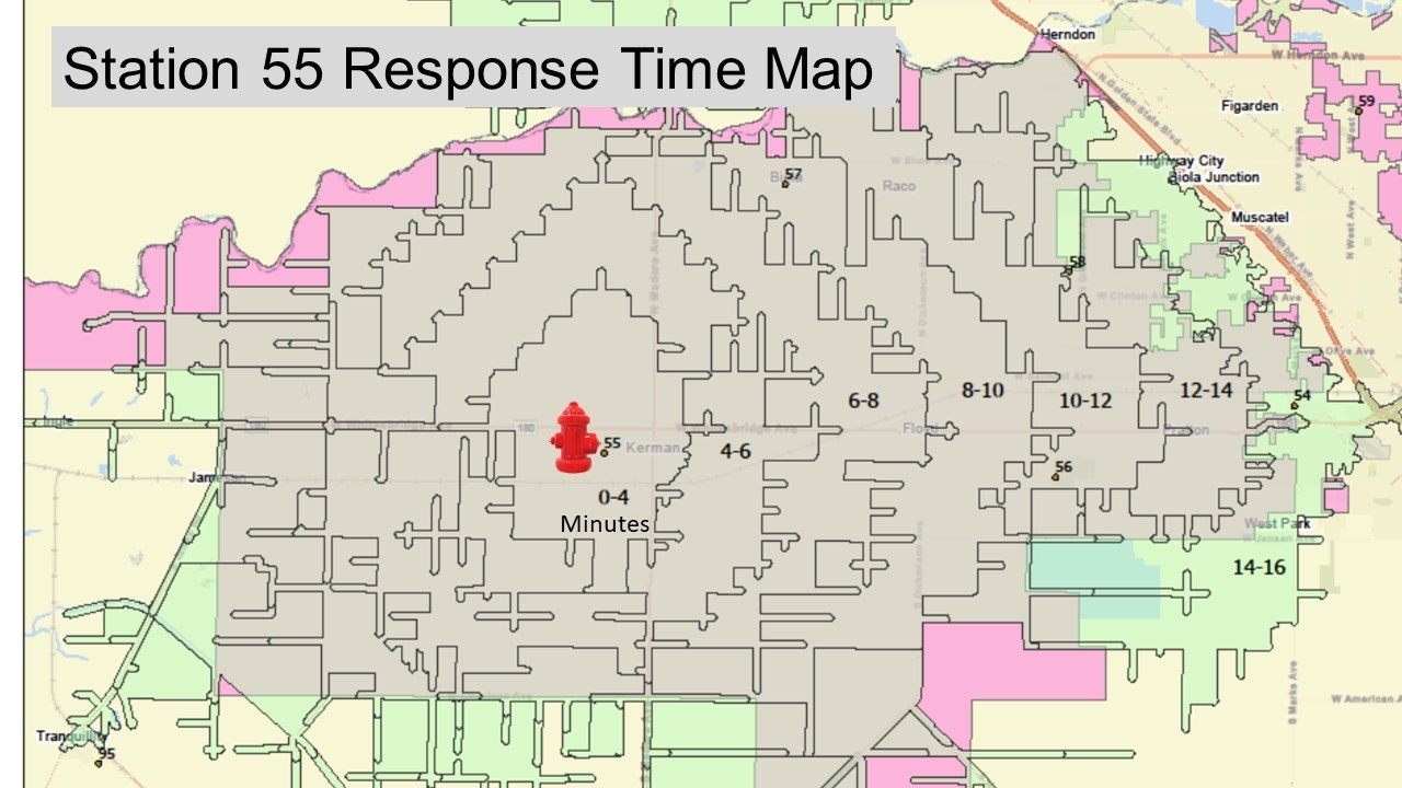 Station 58 response time map