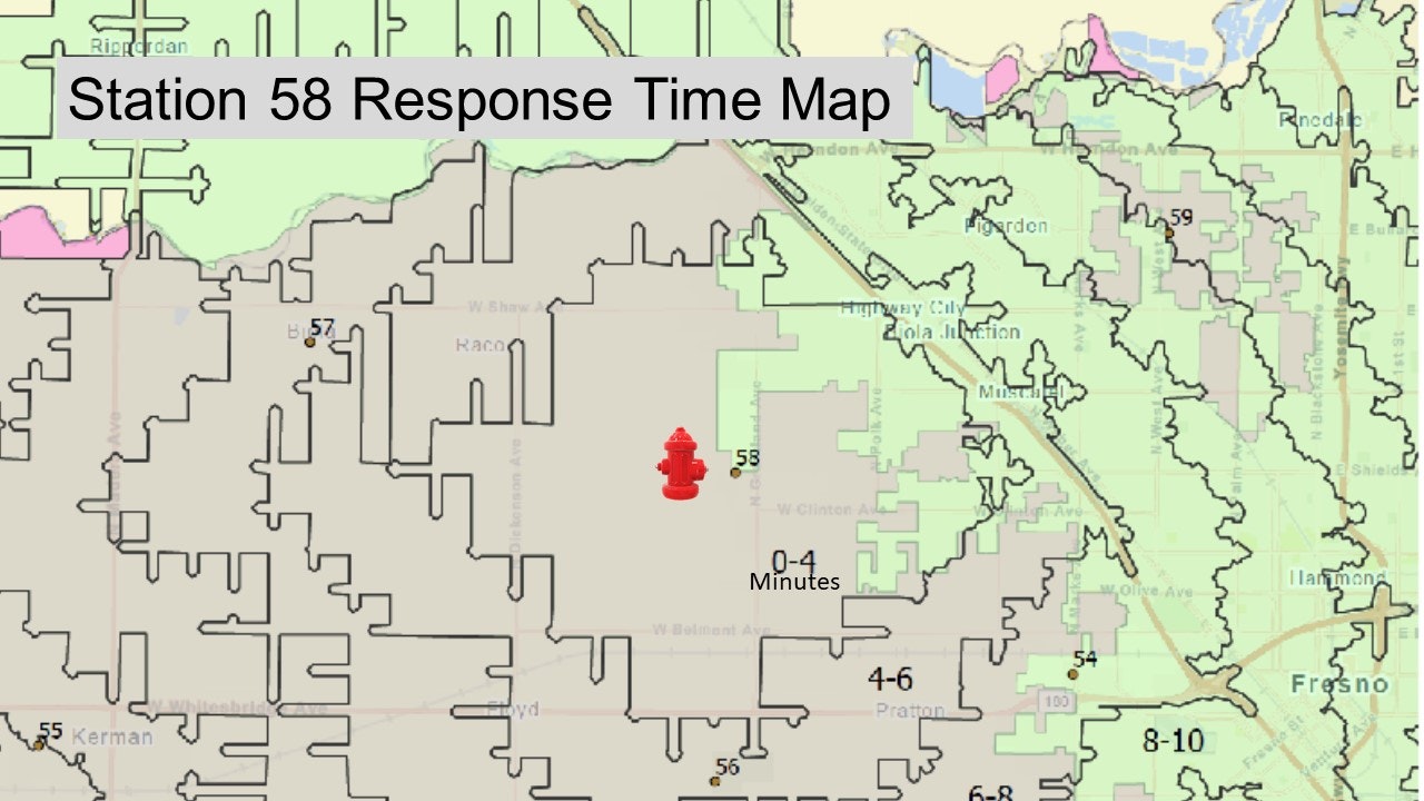 Photo of response time map for station 58