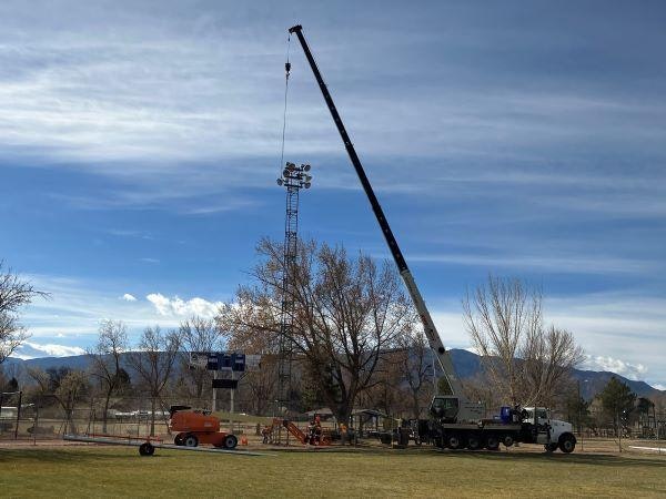 crane with light tower at Rouse