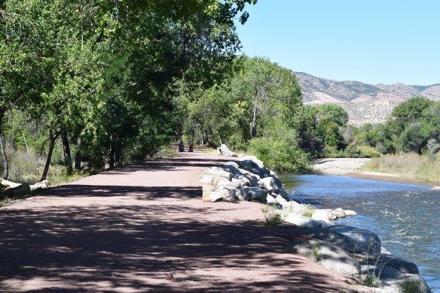 Arkansas Riverwalk Trail near the rock wall