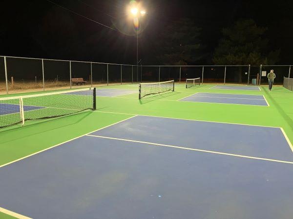 lights on at the pickleball courts