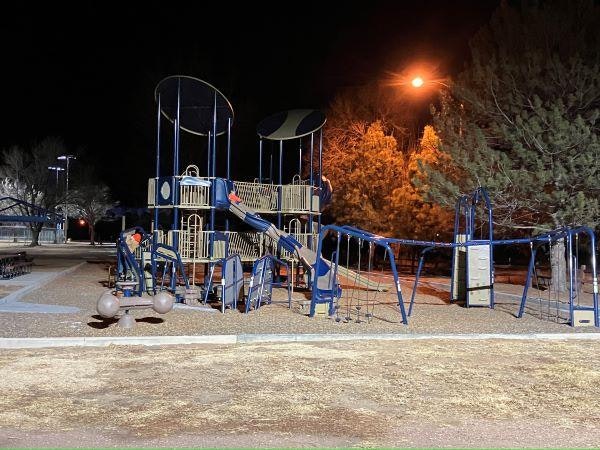 Lights on the playground at Rouse Park