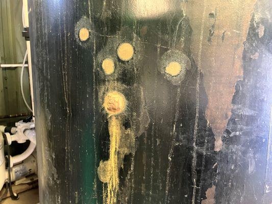 close up of rust on tank at the pool