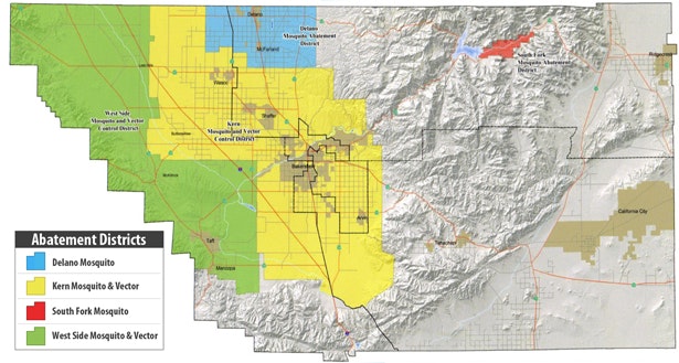 Map of mosquito districts in Kern County