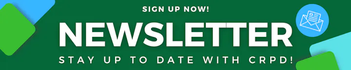 The image promotes signing up for a newsletter to stay updated with CRPD.