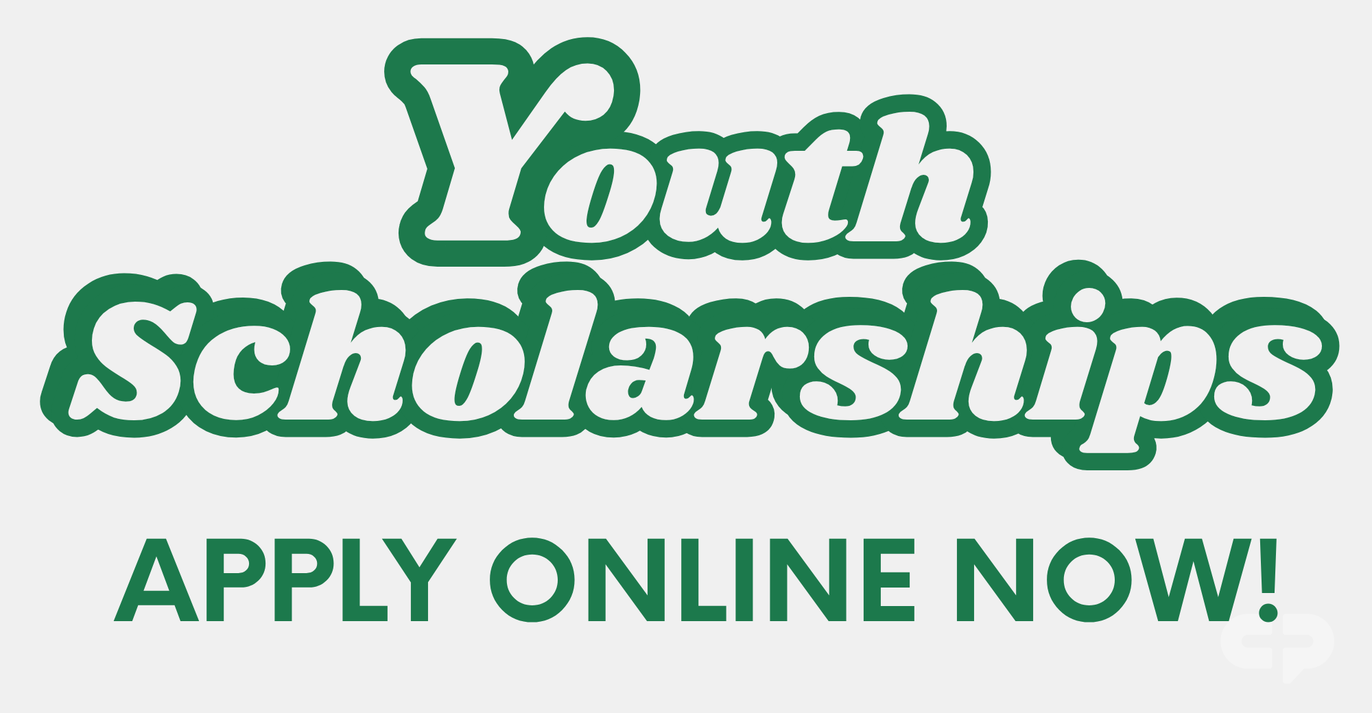The image promotes "Youth Scholarships" and encourages viewers to "Apply Online Now!" in bold green text.