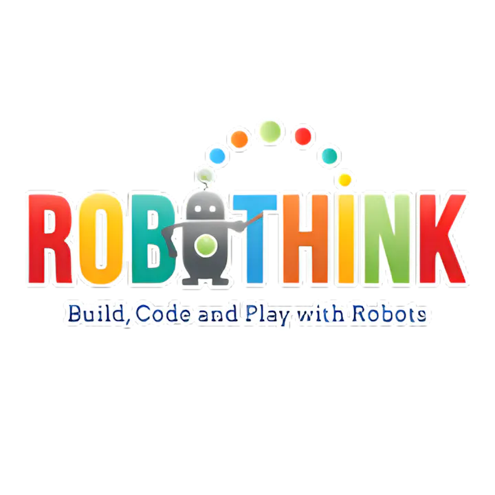 The image features the logo for "Robothink," promoting building, coding, and playing with robots.