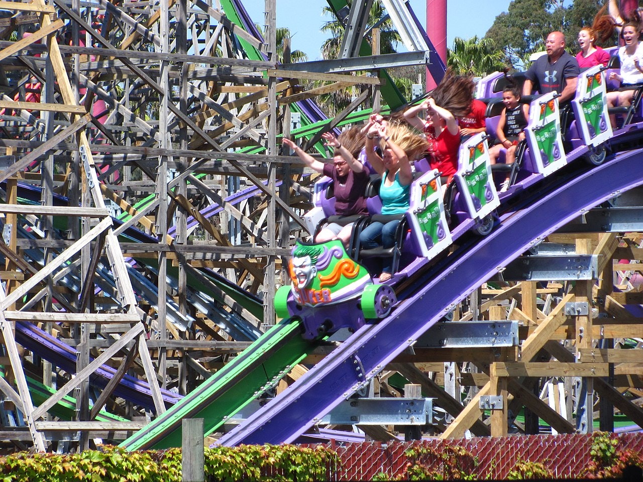 May contain: person, human, amusement park, coaster, and roller coaster