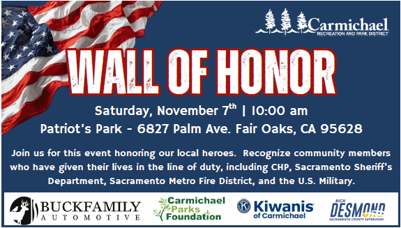 Event honoring local heroes at Patriot's Park on Nov 7. Recognizes fallen members from various services.