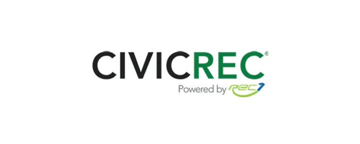 The image shows the "CIVICREC Powered by REC1" logo with text in black and green.