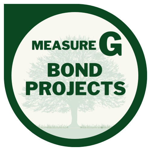 Badge with "Measure G Bond Projects" text over a tree silhouette.
