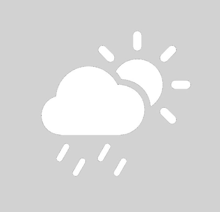 Cloud, sun, and raindrops icon, indicating partly cloudy with rain.