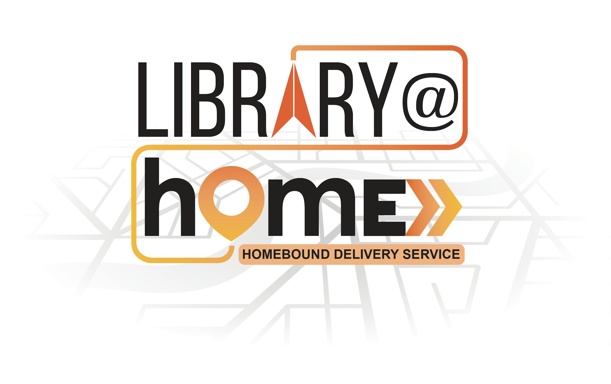 Logo of "LIBRARY@HOME" homebound delivery service.