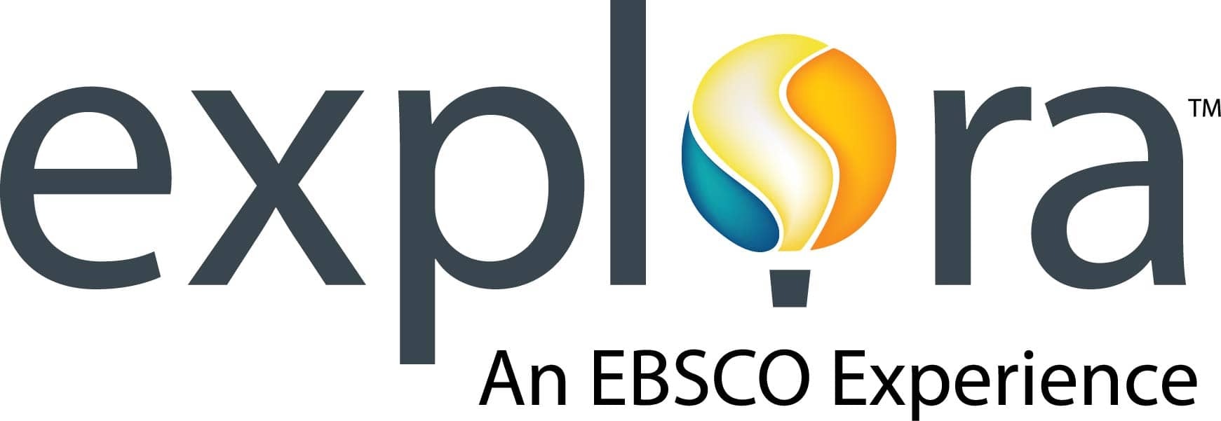 The image shows the logo of "Explora - An EBSCO Experience" with stylized text and a colorful swirl design.