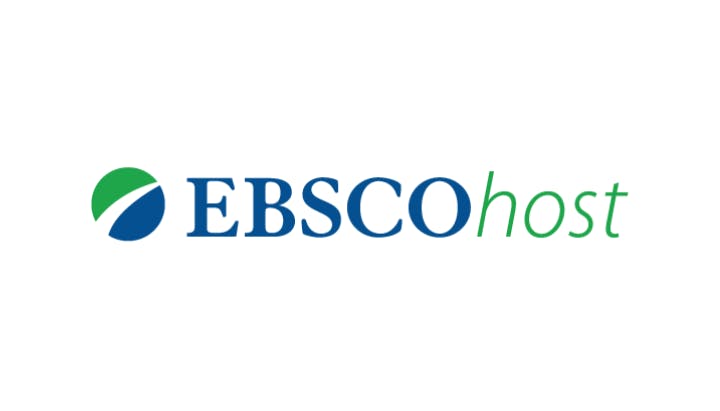 EBSCOhost logo with blue and green design elements.