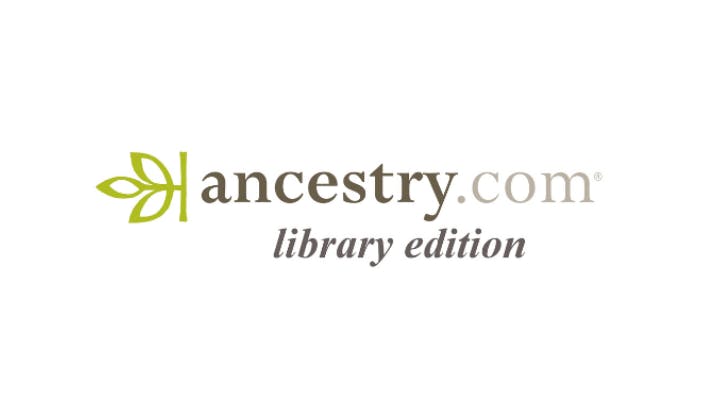 The image shows the logo for "Ancestry.com Library Edition."