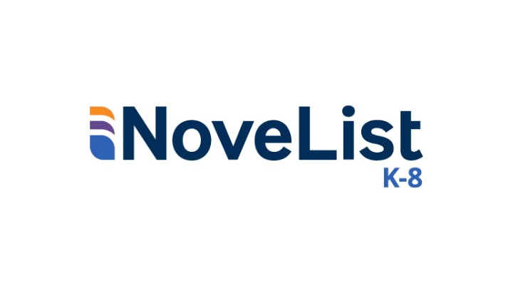 Text "NoveList K-8" with a stylized logo on the left.