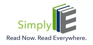 Logo of "SimplyE" with the slogan "Read Now. Read Everywhere." and an icon of stacked books.