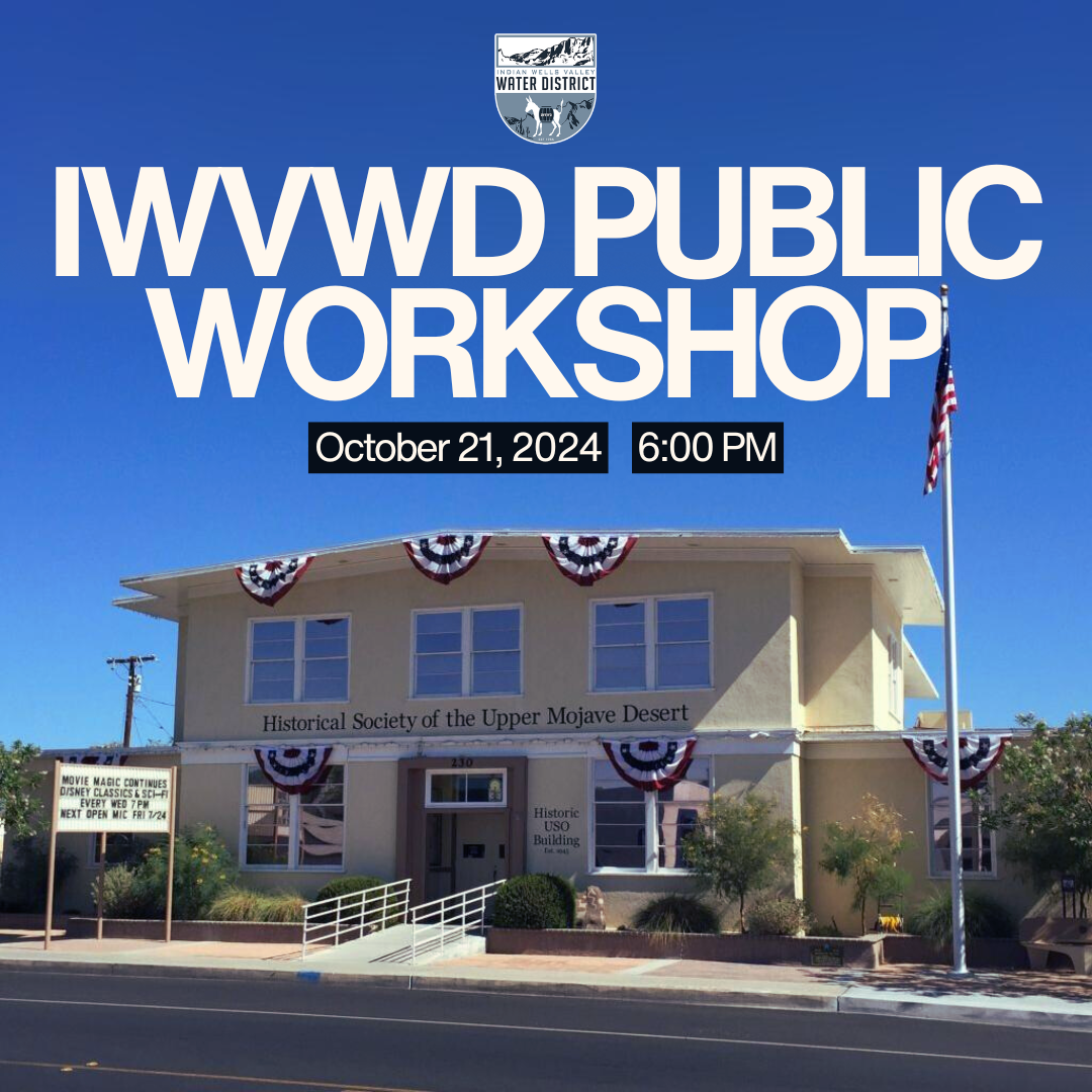 An advertisement for an IWWWD Public Workshop on October 21, 2024, at 6:00 PM at a building decorated with American flags.