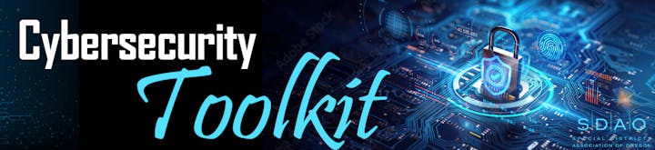 "Cybersecurity Toolkit" with a digital lock on circuitry; SDA of Oregon logo included.