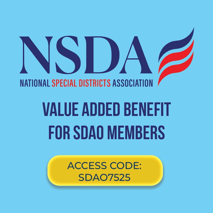 NSDA promo for SDAO members, featuring a value-added benefit and access code: SDAO7525.
