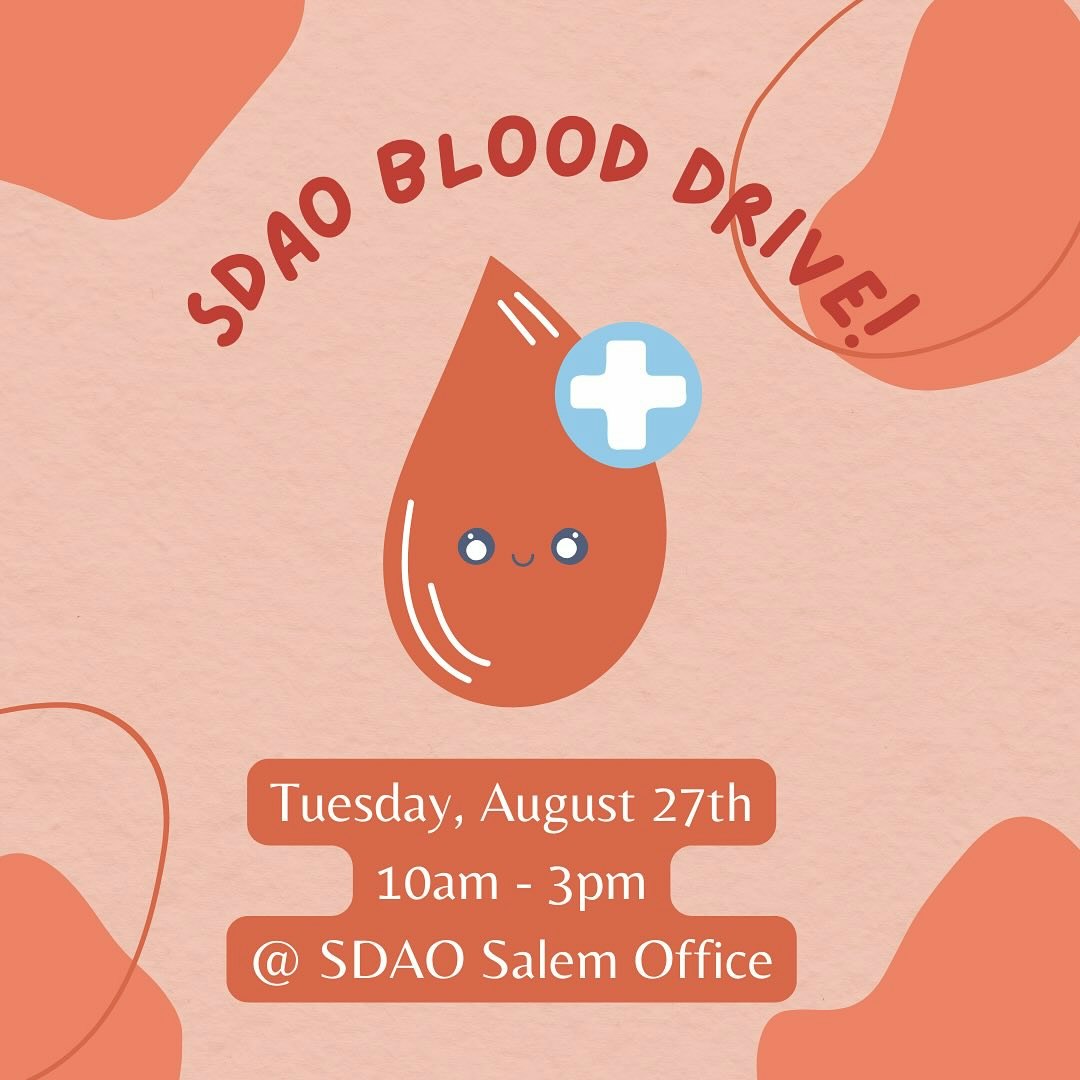 A cute flyer for a blood drive event with dates and details, featuring a smiling blood drop.