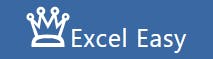 A logo with a white crown and the words "Excel Easy" on a blue background.