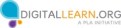 A logo with the text "DIGITALLEARN.ORG, A PLA INITIATIVE" featuring a stylized letter 'D' with a blue drop shape and orange elements.