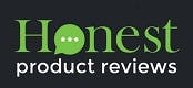 A logo with the word "Honest" in green, and "product reviews" in smaller text.