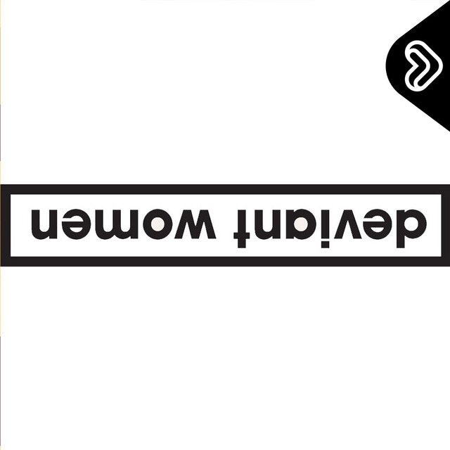Upside-down text: "devil at women" with a heart-shaped logo in the corner.