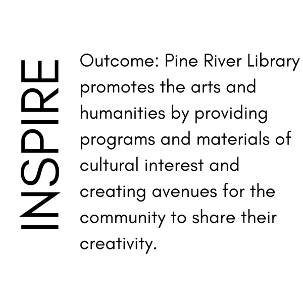 Text about Pine River Library promoting arts and humanities with programs and materials.