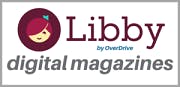 Logo for "Libby by OverDrive," featuring a stylized girl's face and "digital magazines."