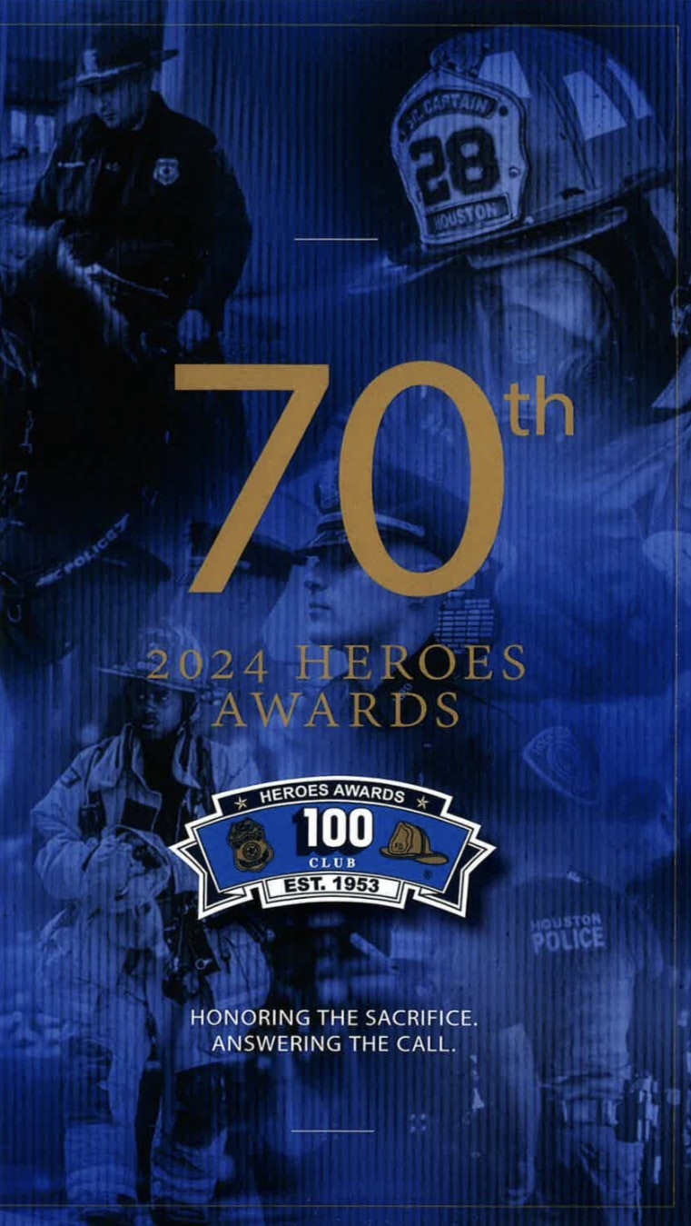 70th Heroes Awards poster with police and firefighter images, commemorating service and sacrifice.