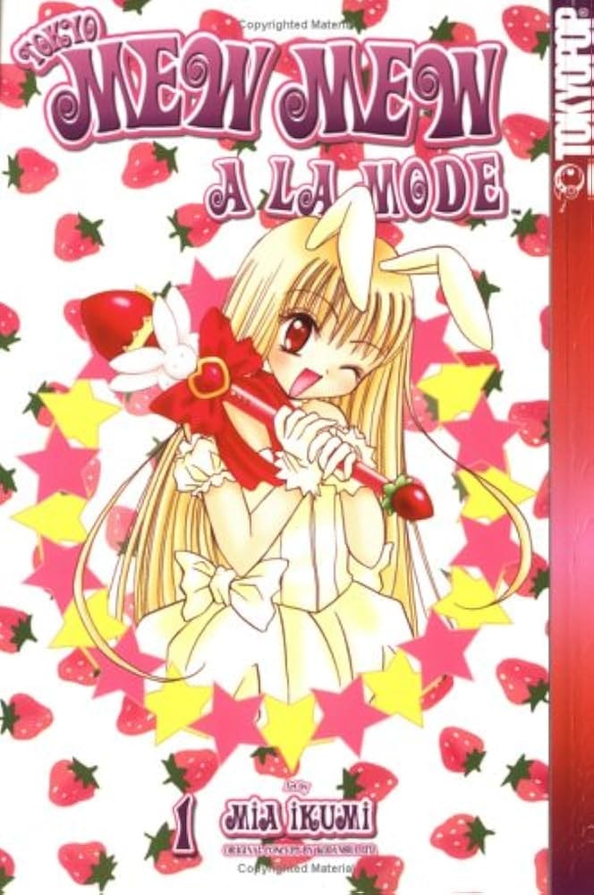 Cover of "Tokyo Mew Mew a la Mode" Volume 1 by Mia Ikumi, featuring an anime girl with a strawberry background.