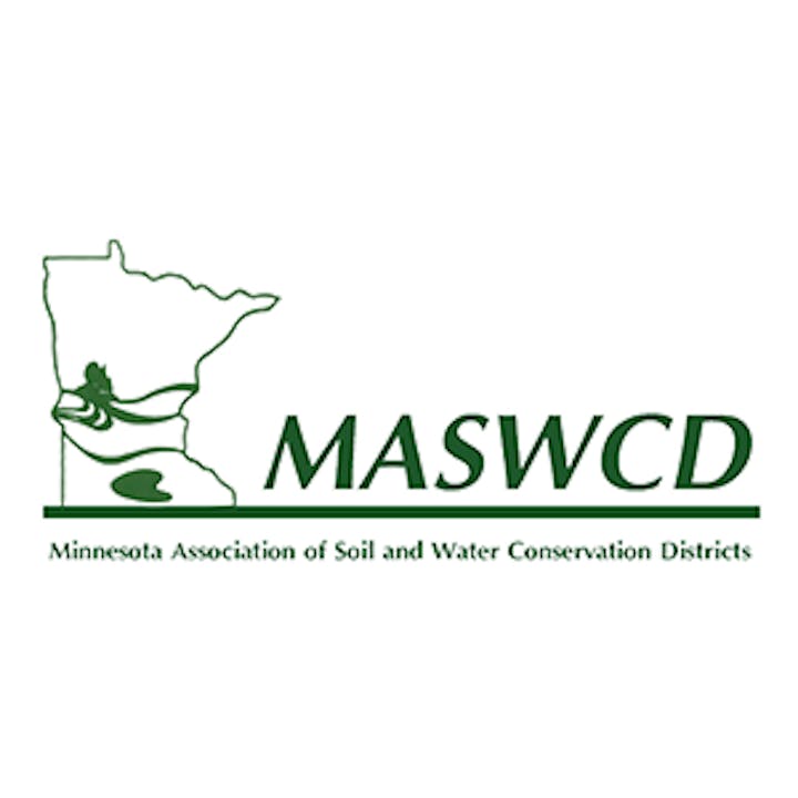 Logo of MASWCD with the state map of Minnesota and the text: "Minnesota Association of Soil and Water Conservation Districts".