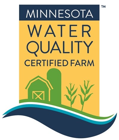 The image features a certification logo for Minnesota's Water Quality Certified Farms, promoting sustainable farming practices.