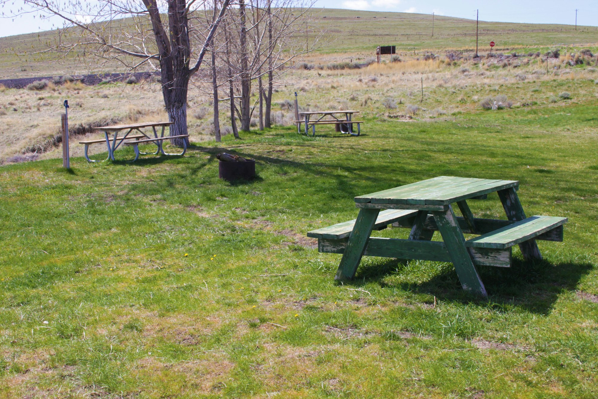 May contain: bench, furniture, grass, plant, outdoors, meal, food, field, and nature