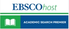 EBSCOhost logo with "Academic Search Premier" text and an open book icon.