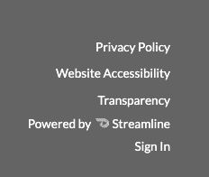 Text displaying options: Privacy Policy, Website Accessibility, Transparency, powered by Streamline, Sign In.