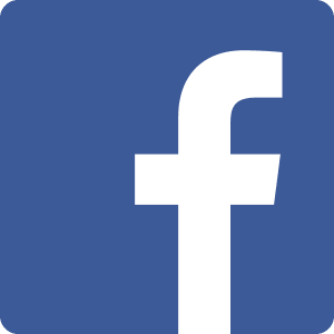 The image shows a blue square with a white lowercase letter "f," resembling the Facebook logo.