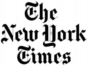 The New York Times logo in blackletter font.