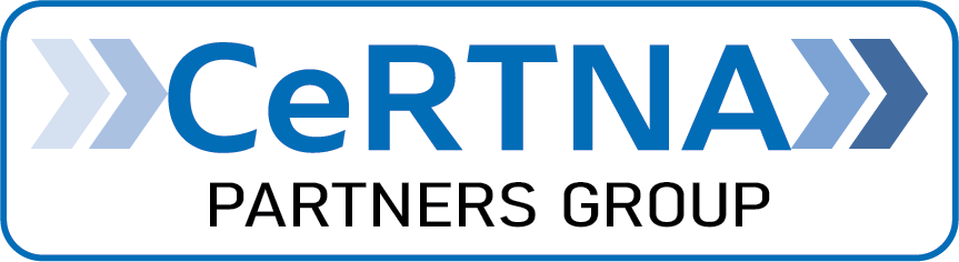 A logo with text "CeRTNA PARTNERS GROUP" and a stylized double arrow design.