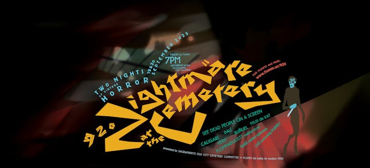 "Nightmare at the Cemetery" event on September 18 & 20, 2025, featuring vintage horror at Sacramento City Cemetery.