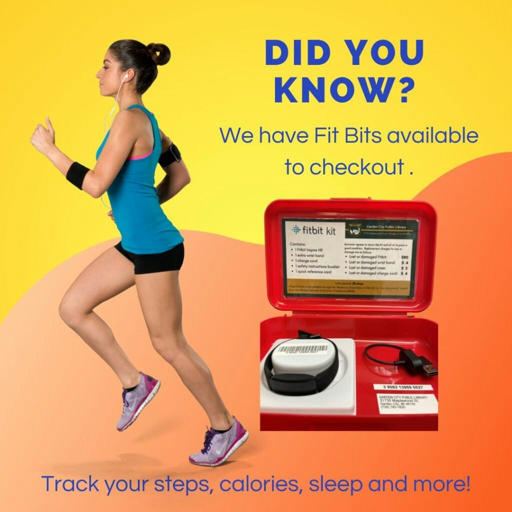 Runner with a Fitbit kit available for checkout, promoting tracking steps, calories, and sleep.