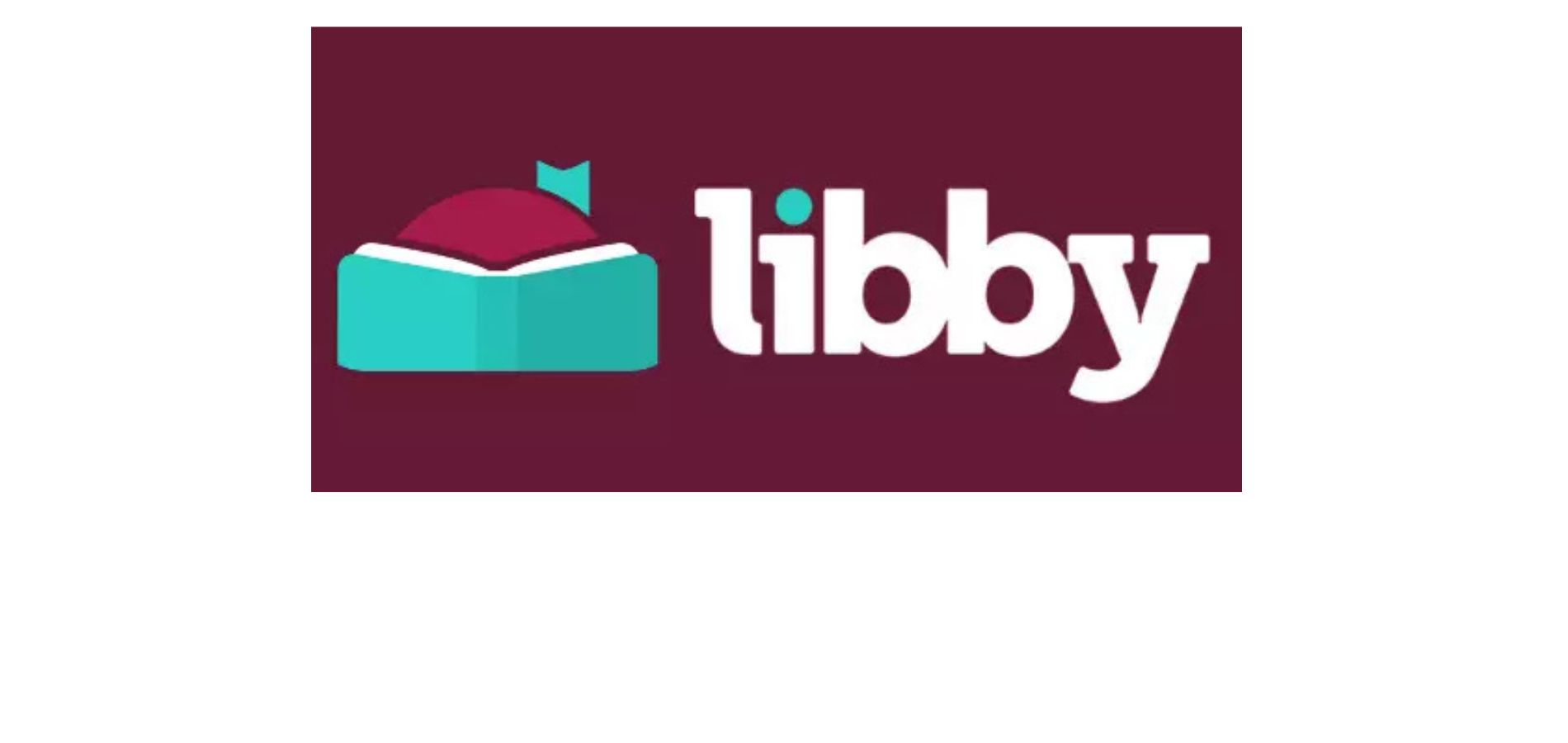 Libby logo with a stylized book and head on a maroon background.