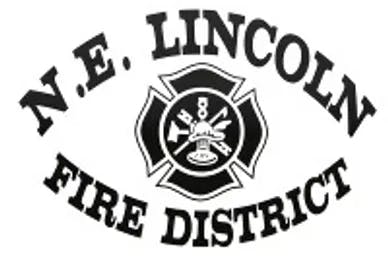Logo of N.E. Lincoln Fire District with firefighting symbols.