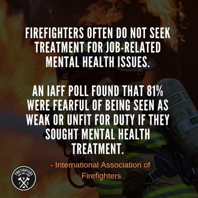 Firefighters avoid mental health treatment for fear of appearing weak; 81% feel this way, according to IAFF poll.
