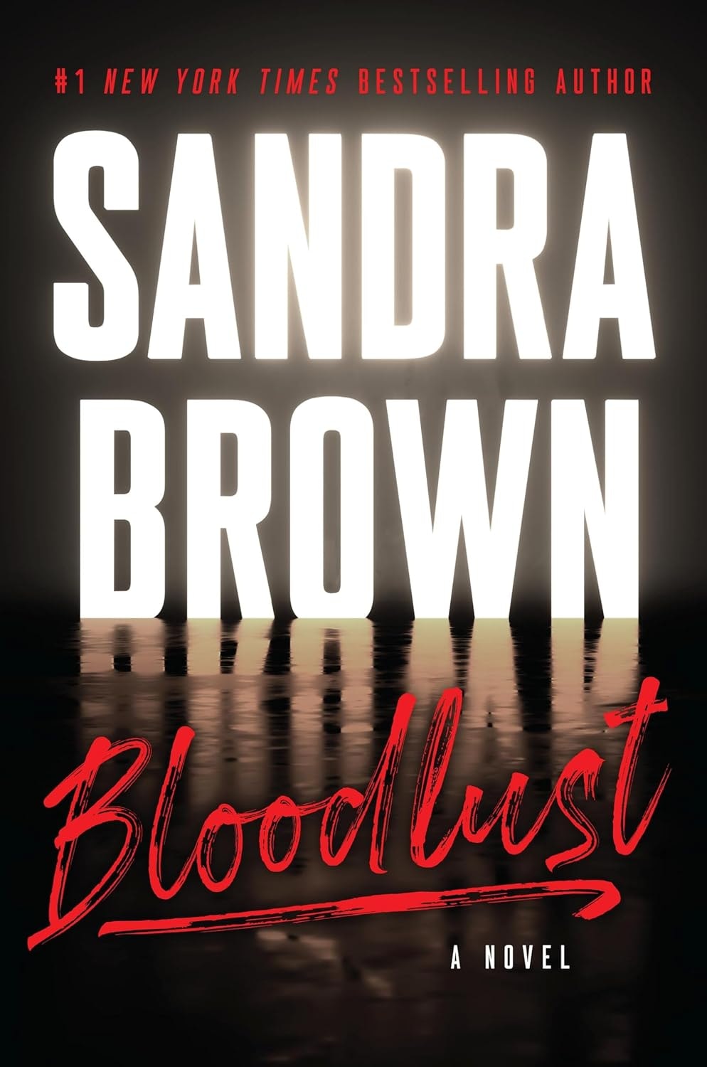 The image features the book cover for "Bloodlust," a novel by bestselling author Sandra Brown.